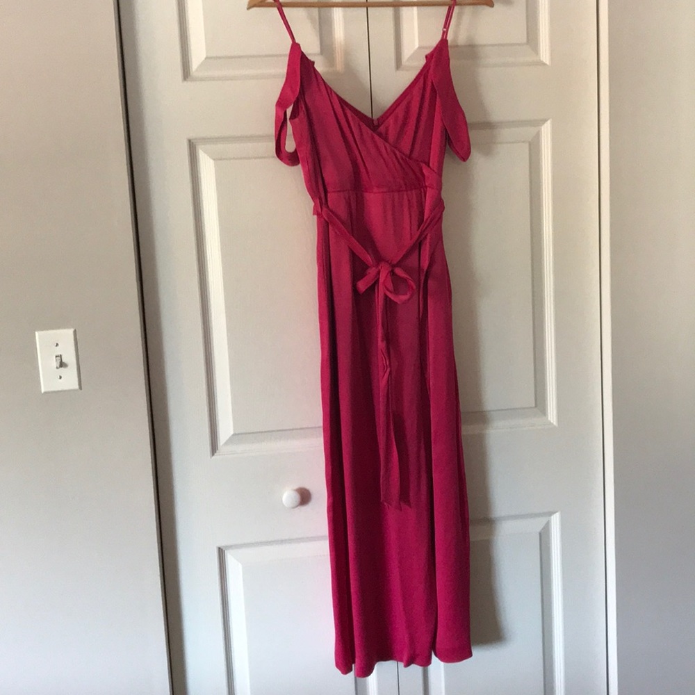 Bardot Leah midi pink satin dress